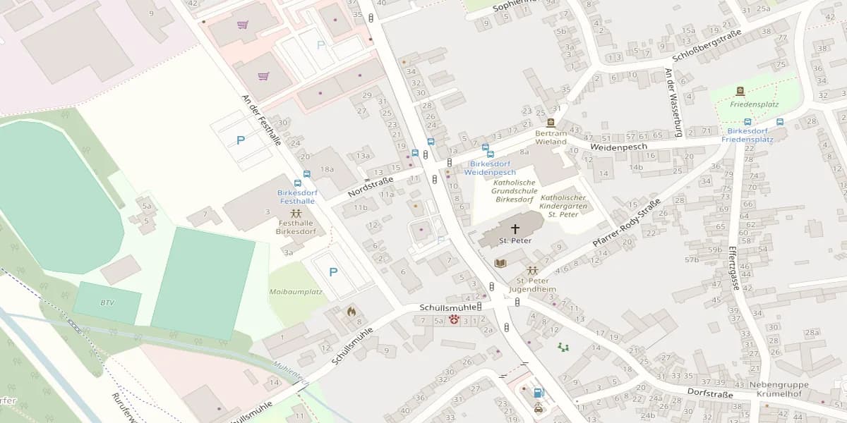 Karte von Birkesdorf: Festplatz Birkesdorf, An der Festhalle 3, 52353 Düren-Birkesdorf